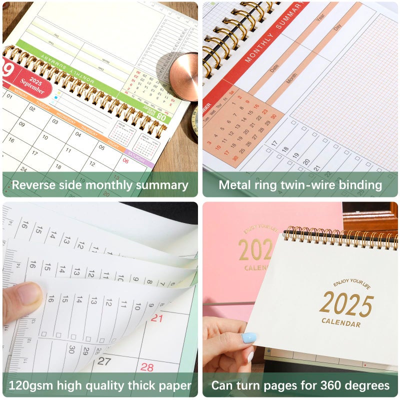Stiamvd Small Desk Calendar 2025-2026  Standing Flip Desktop Calendar from Now 2025 to June 2026 - Metal Ring Twin-Wire Binding Monthly Desktop Calendar for Home Office School (Black) - Image 4